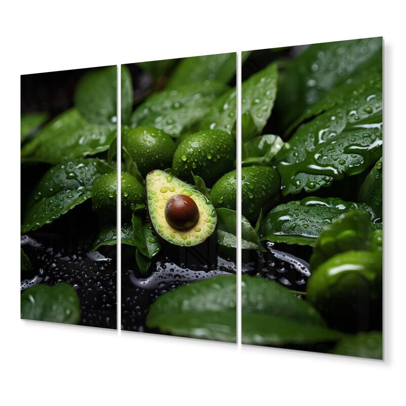 Designart "Ripe Avocado I" Fruits Metal Wall Art Set Bed Bath
